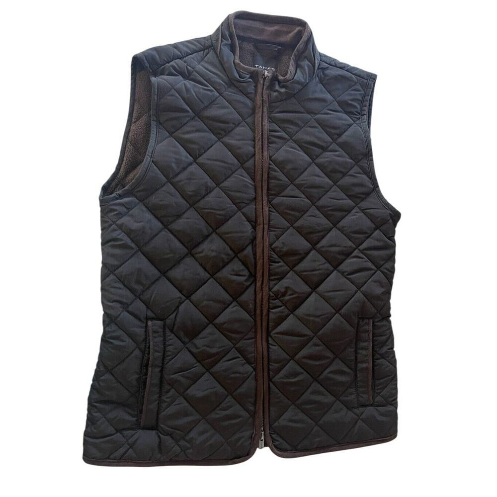 TAHARI NWT Women's Zip Lightweight Diamond Quilted Brown Vest Sz Small‎